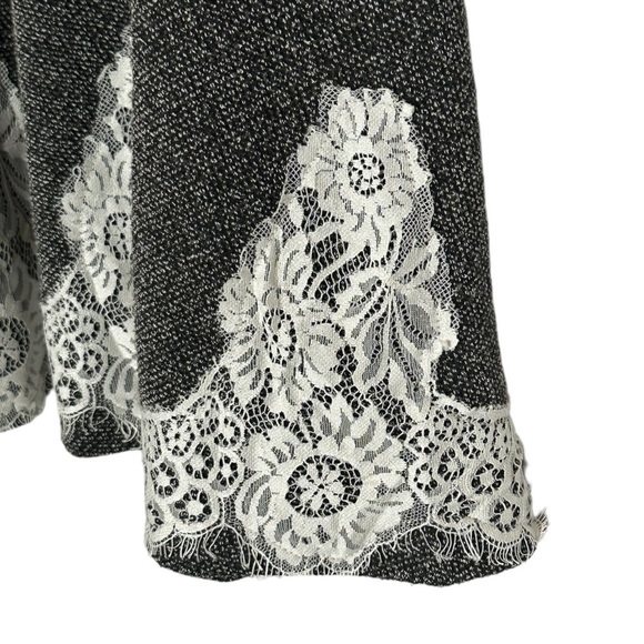 Eci New York Stretch Fit & Flare Dress Size L Gray Tweed Boho Lace - Picture 2 of 7